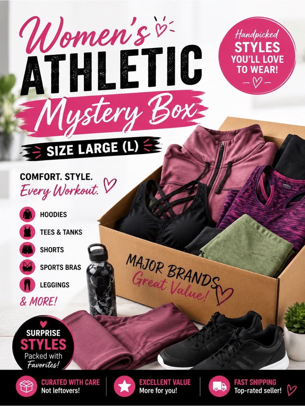 Women’s Athletic Mystery Box - Black, Mauve, Olive